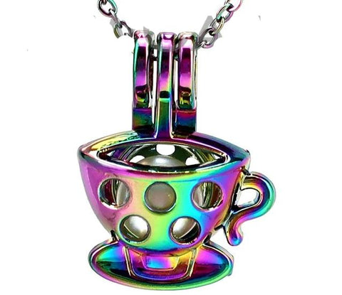 Rainbow Coffee Cup Necklace