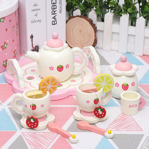 Play Tea Set Strawberry  Wooden Vintage Theme
